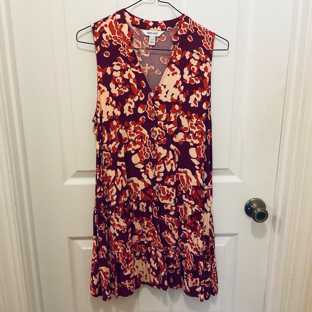 Women’s Nine West Floral V-neck Sleeveless Sundress Size Medium